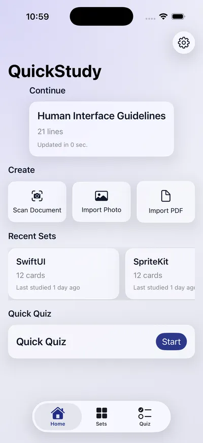 Import source screen